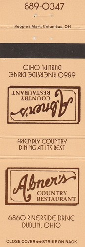 Matchbook cover abner s - matchbook,